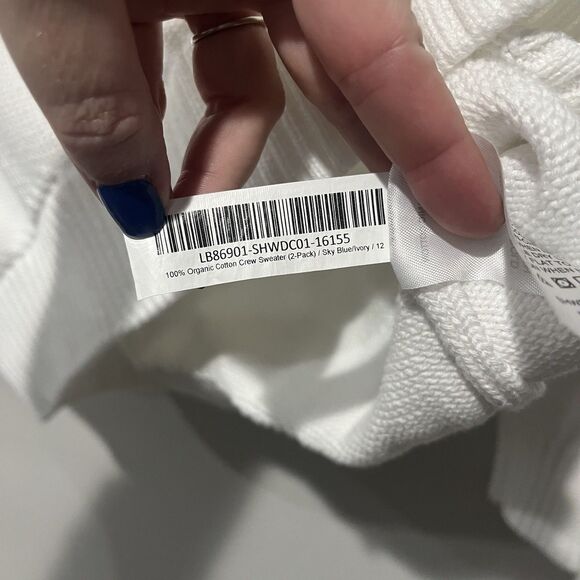 Quince Organic Cotton Crewneck High-Low Sweater Kids 12 White Classic Minimalist - Picture 5 of 7